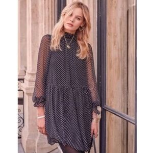 Sezane Black and White Polka Dot "Olivia" Mini Dress